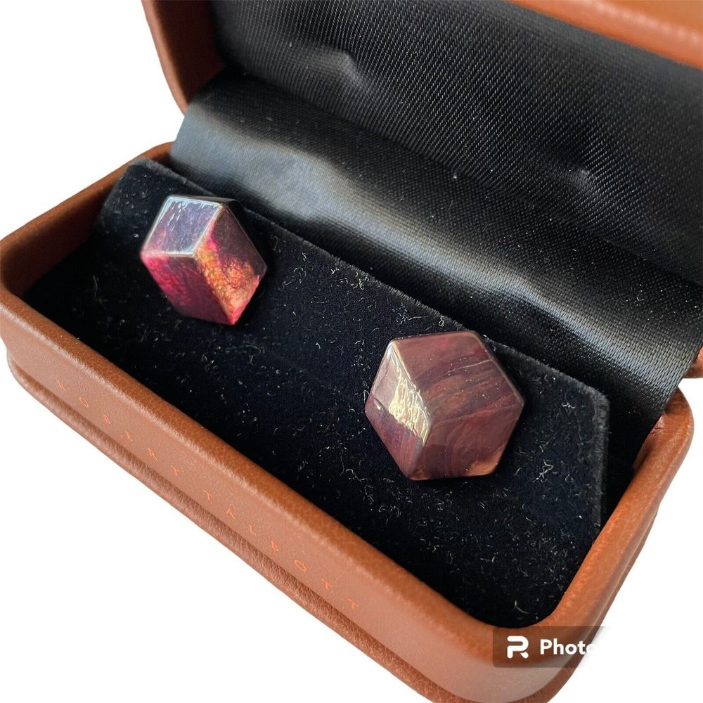 Robert Talbott Chelsea Cuff links NWT Hexagon Pink/purple “3D” Chrome $325